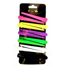 Clipsuri metalice pentru coafor CLP36 cu cioc, set 12 bucati Color Neon